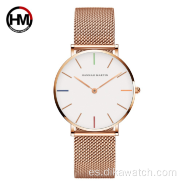 Hannah Martin CH36-W, reloj de mujer de alta calidad, malla de acero inoxidable, movimiento de cuarzo japonés, reloj impermeable para mujer